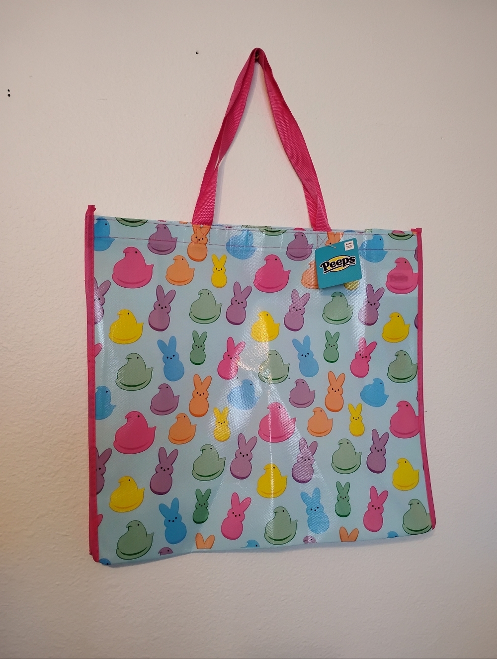 Spring Easter Peeps Pastel Bunny & Chick Reusable Grocery Tote Bag